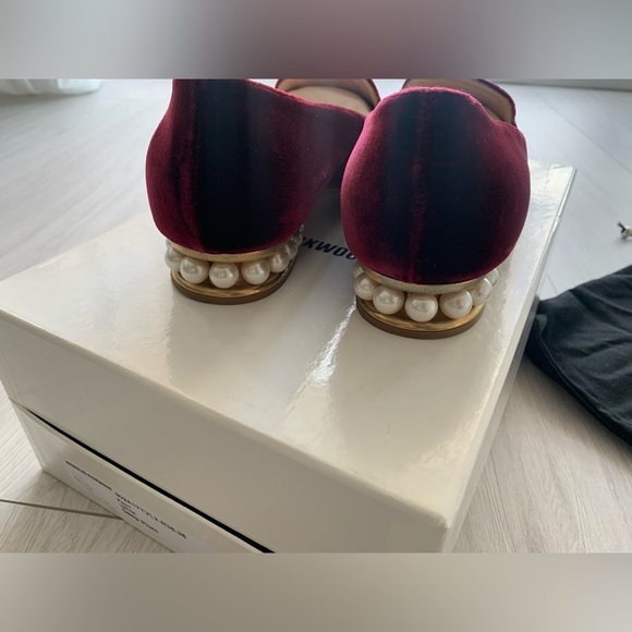 SOLD Nicholas kirkwood red velvet pearl loafers - Picture 3 of 5